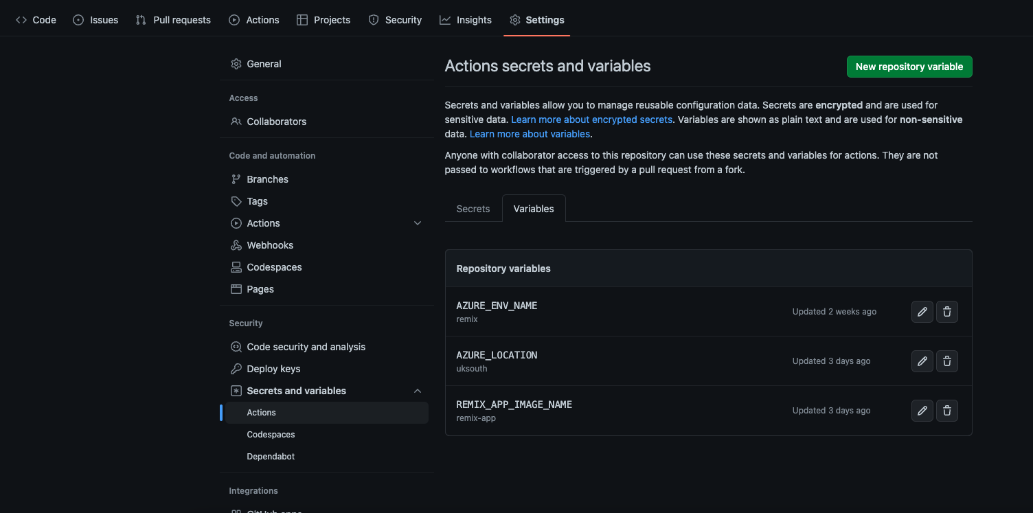 Repo Variables